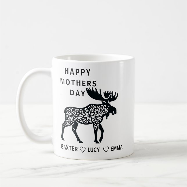 Caneca De Café Personalized Mama Moose Mug | Mother’s Day (Esquerda)