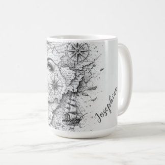 Caneca De Café Personalized Map Compass Woman Art Vintage Chic