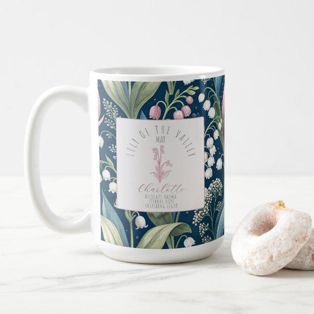 Caneca De Café Personalized May Birth Flower (Com Donut)