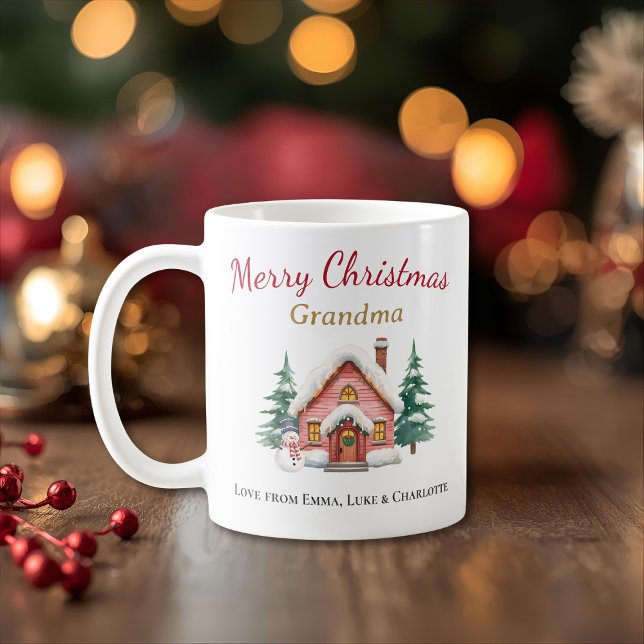 Caneca De Café Personalized Merry Christmas Grandma Mug (Criador carregado)