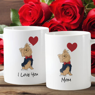 Caneca De Café Personalized Message Love You Yorkie Cute Dog Art