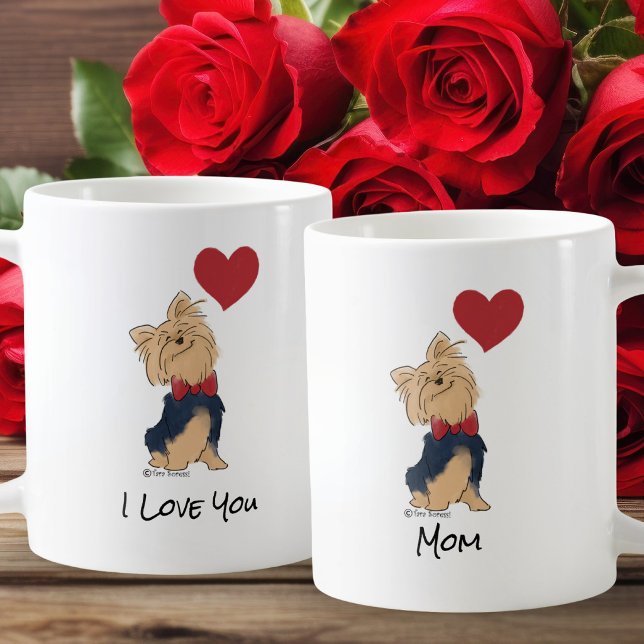Caneca De Café Personalized Message Love You Yorkie Cute Dog Art (Criador carregado)
