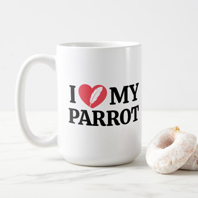 Caneca De Café Personalized Minimal White Parrot Love Quote (Com Donut)
