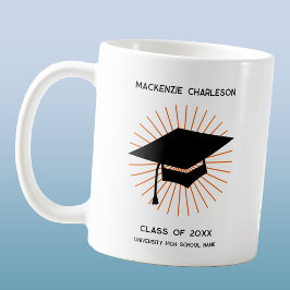 Caneca De Café Personalized Minimalist Graduation Cap