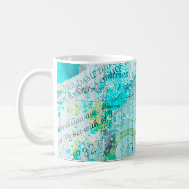 Caneca De Café Personalized Mixed Media Coffee Mug in Blue/Green (Esquerda)