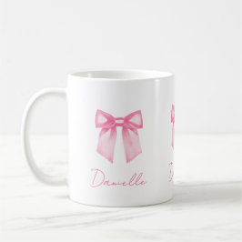 Caneca De Café Personalized Modern Elegant Pink Bow Name Mug