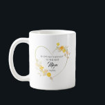 Caneca De Café Personalized Mom Name Mother’s Day Floral Heart<br><div class="desc">A soft floral heart design made to celebrate Mom in a meaningful way. Personalize the name to create a thoughtful and unique gift she will truly cherish. If you prefer a clean look, the name can be left blank. Perfect for Mother’s Day, this elegant and minimal style fits beautifully across...</div>