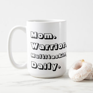 Caneca De Café Personalized Mom Warrior Multitasking Daily White 