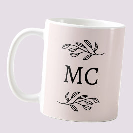 Caneca De Café Personalized Monogram Initials Botanical Blush