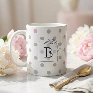 Caneca De Café Personalized Monogram Wedding Favors – Pink & Grey