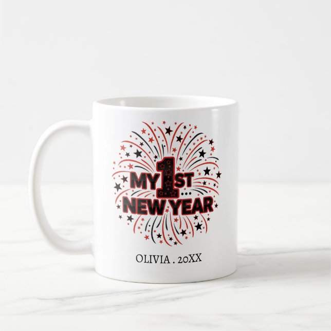 Caneca De Café Personalized My First New Year Mug – Custom Name (Esquerda)