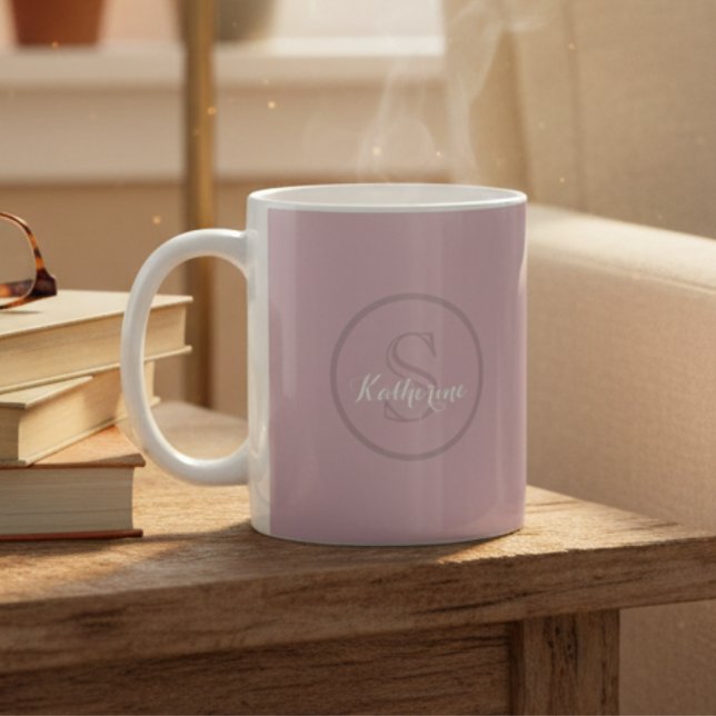 Caneca De Café Personalized Name Monogram Dusty Rose (Criador carregado)