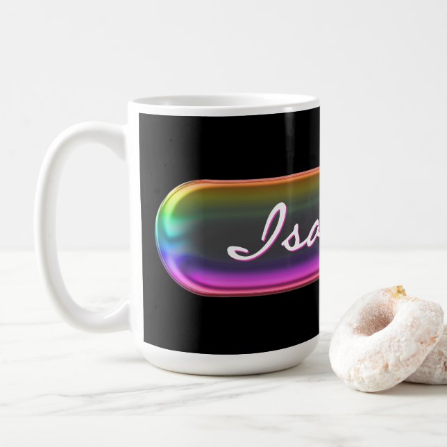 Caneca De Café Personalized Name Mug | Iridescent Glass Effect  (Com Donut)