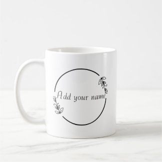 Caneca De Café Personalized Name Mug – Minimal Floral Design