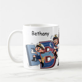 Caneca De Café Personalized  Name Sailor Cartoon Character * B *