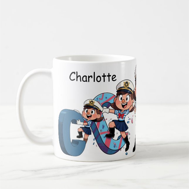 Caneca De Café Personalized  Name Sailor Cartoon Character * C * (Esquerda)