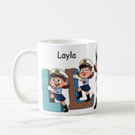 Caneca De Café Personalized  Name Sailor Cartoon Character * L *