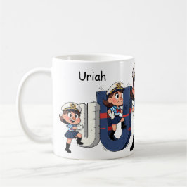 Caneca De Café Personalized Name Sailor Cartoon Character * U * 