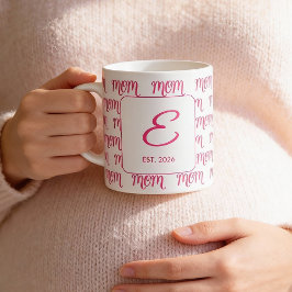 Caneca De Café Personalized New Mom Established Pink Name