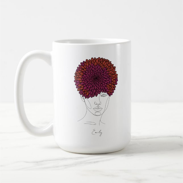 Caneca De Café Personalized November Birth Flower Portrait (Esquerda)