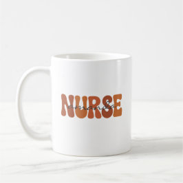 Caneca De Café Personalized Nurse Name Retro Wavy Typography