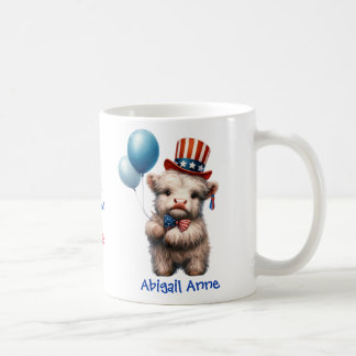 Caneca De Café Personalized Patriotic Baby Highland Cow Coffee