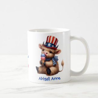 Caneca De Café Personalized Patriotic Baby Highland Cow Coffee