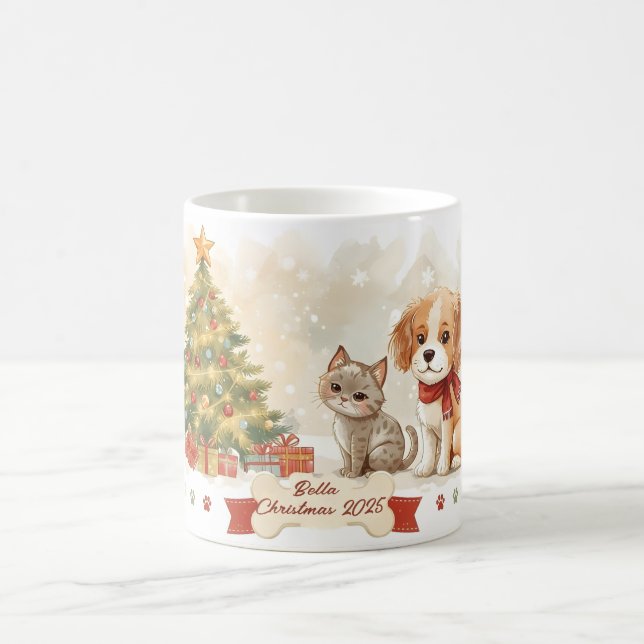 Caneca De Café Personalized Pet Christmas Ornament – Custom Name  (Centro)