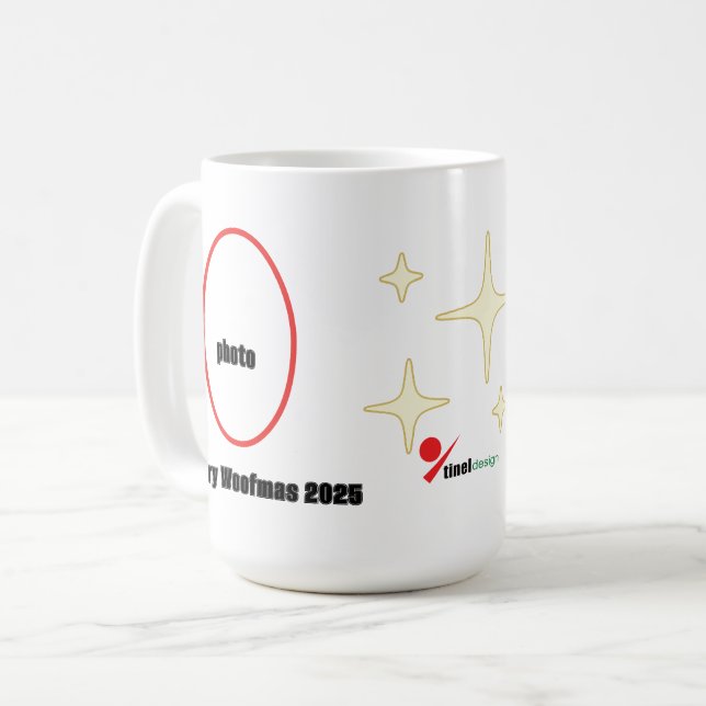Caneca De Café Personalized Pet Photo Christmas Mug - Merry Woofm (Frente Esquerda)