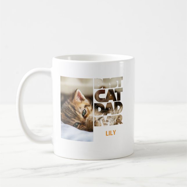 Caneca De Café Personalized Photo Best Cat dad ever (Esquerda)