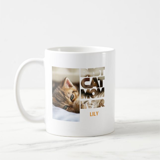 Caneca De Café Personalized Photo Best Cat mom ever (Esquerda)