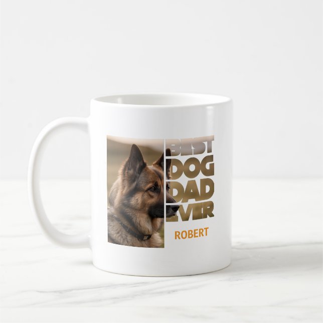 Caneca De Café Personalized Photo Best dog dad ever (Esquerda)