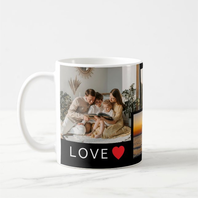 Caneca De Café Personalized Photo Collage with Heartfelt Message (Esquerda)