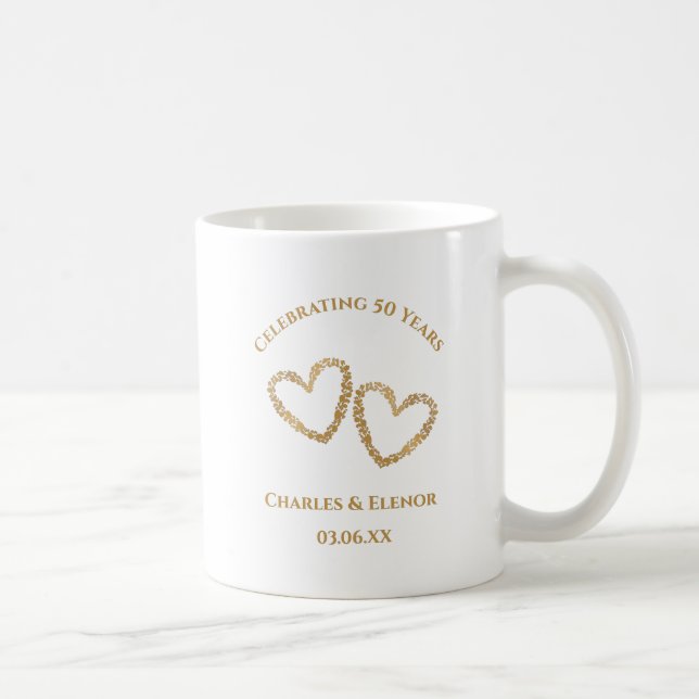 Caneca De Café Personalized Photo Keepsake 50th Anniversary Gift (Direita)