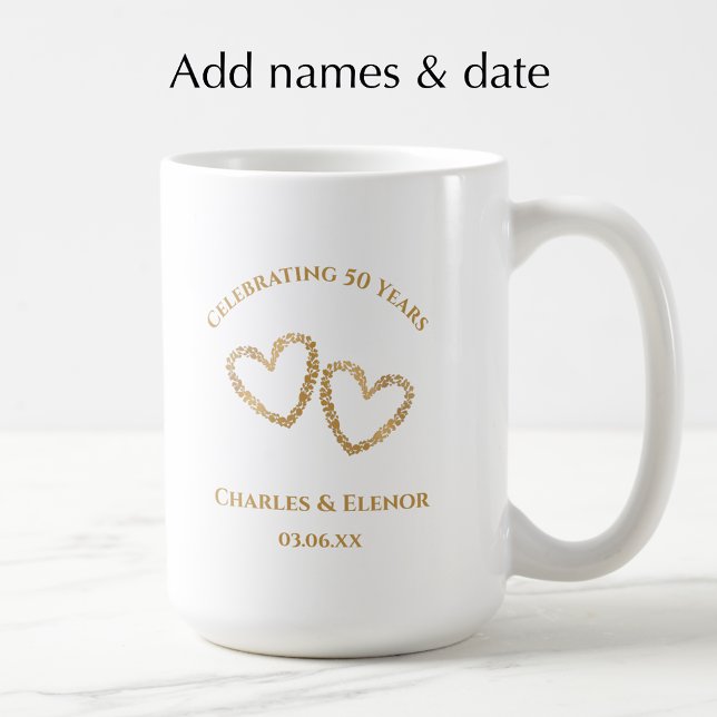 Caneca De Café Personalized Photo Keepsake 50th Anniversary Gift (Personalize this photo keepsake mug for a custom 50th wedding anniversary gift 
)