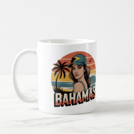 Caneca De Café Personalized Photo Retro Bahamas Tropical Beach   