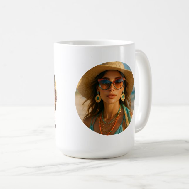 Caneca De Café Personalized Photo Retro Bahamas Tropical Beach    (Frente Esquerda)