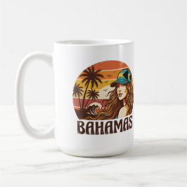 Caneca De Café Personalized Photo Retro Bahamas Tropical Beach   