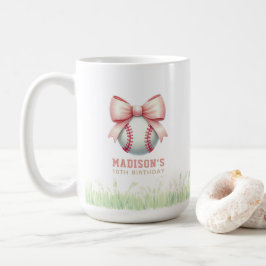 Caneca De Café Personalized Pink Baseball Girl Bow
