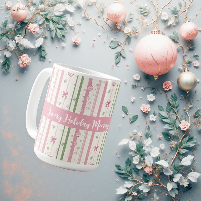 Caneca De Café Personalized Pink Coquette Holiday Era (🎀 Sweet pastel holiday mug — pink bows, cozy charm & festive flair!)
