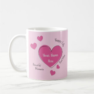 Caneca De Café Personalized Pink Hearts Coffee Mug