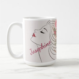 Caneca De Café Personalized Pink Rose Floral Hair Woman Elegant 
