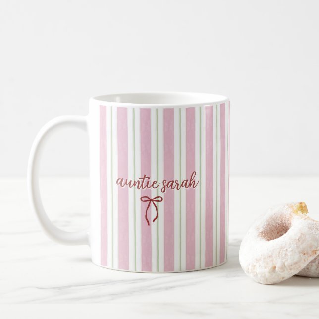 Caneca De Café Personalized Pregnancy Reveal Pink Stripe (Com Donut)