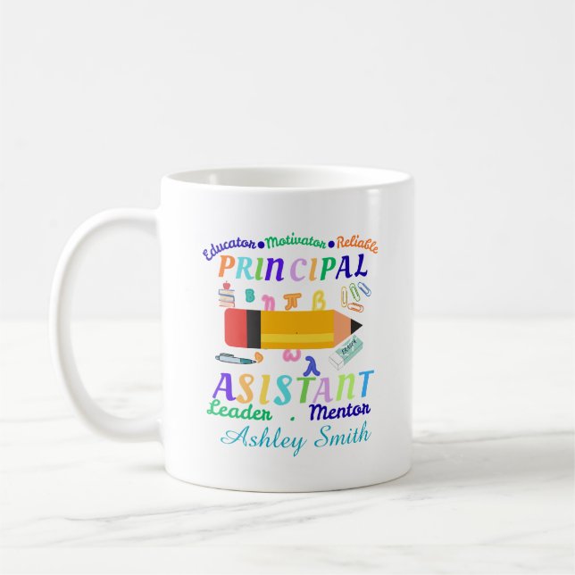 Caneca De Café Personalized principal assistant teacher's day (Esquerda)
