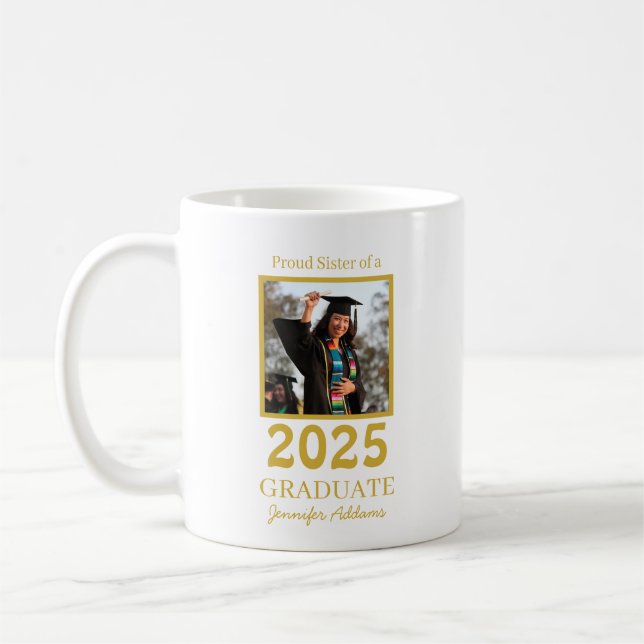 Caneca De Café Personalized Proud sister graduate (Esquerda)