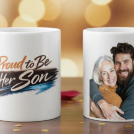 Caneca De Café Personalized Proud to Be Her Son Photo Mug