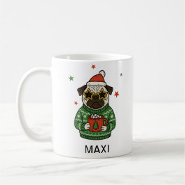 Caneca De Café Personalized Pug Dog Christmas