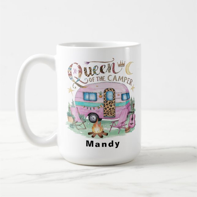 Caneca De Café Personalized "Queen of the Camper" Glamping (Esquerda)
