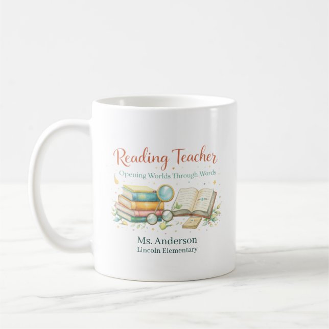 Caneca De Café Personalized Reading Teacher Gift (Esquerda)