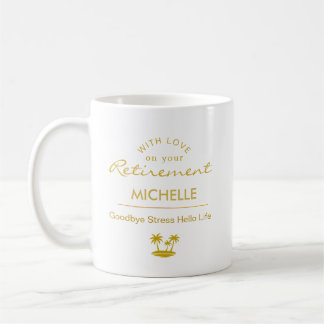 Caneca De Café Personalized Retirement Goodbye Stress Hello Life
